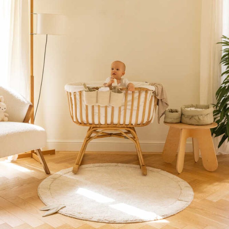 Washable Round Bamboo Leaf Rug