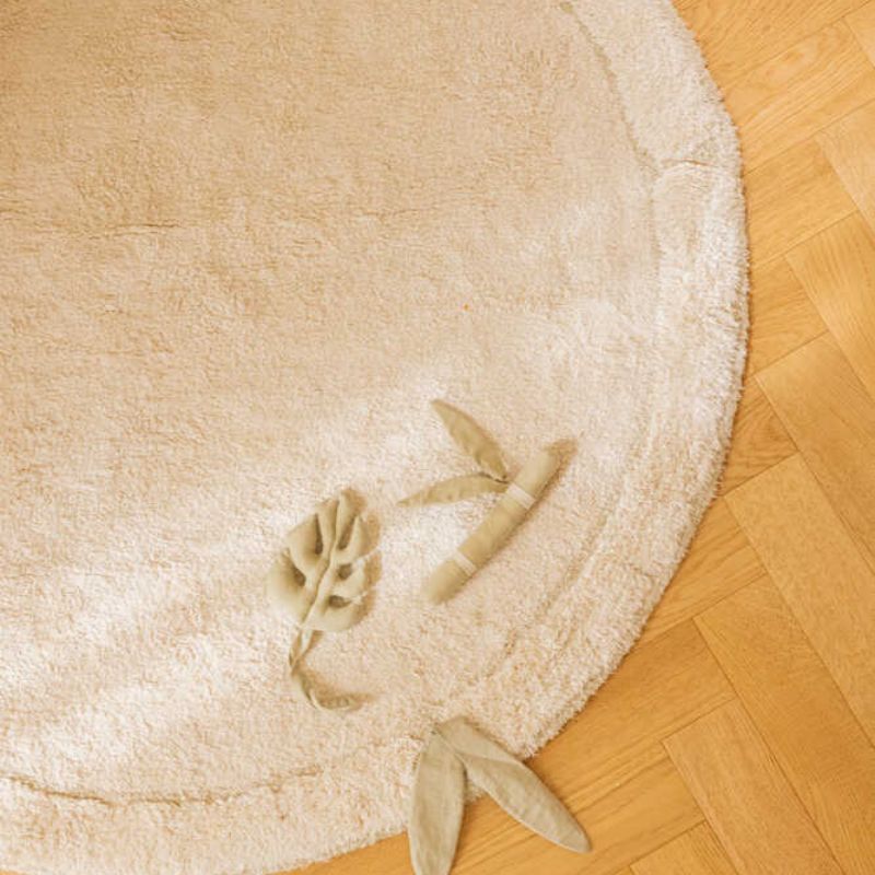 Washable Round Bamboo Leaf Rug