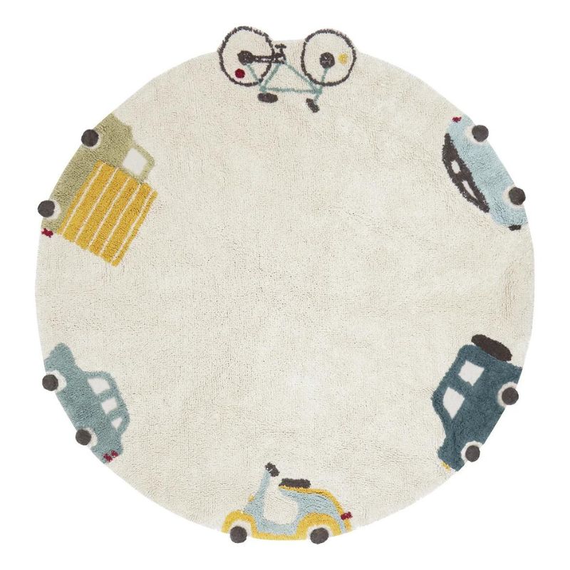 Eco-City Wheels Washable Round Area Rug