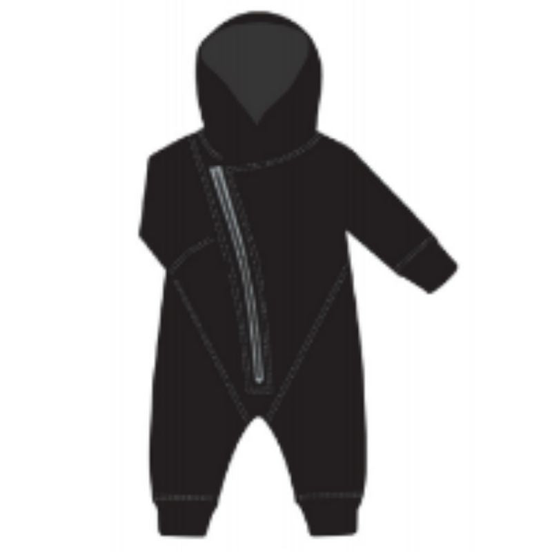 Asymmetrical Zip Romper Jet Black