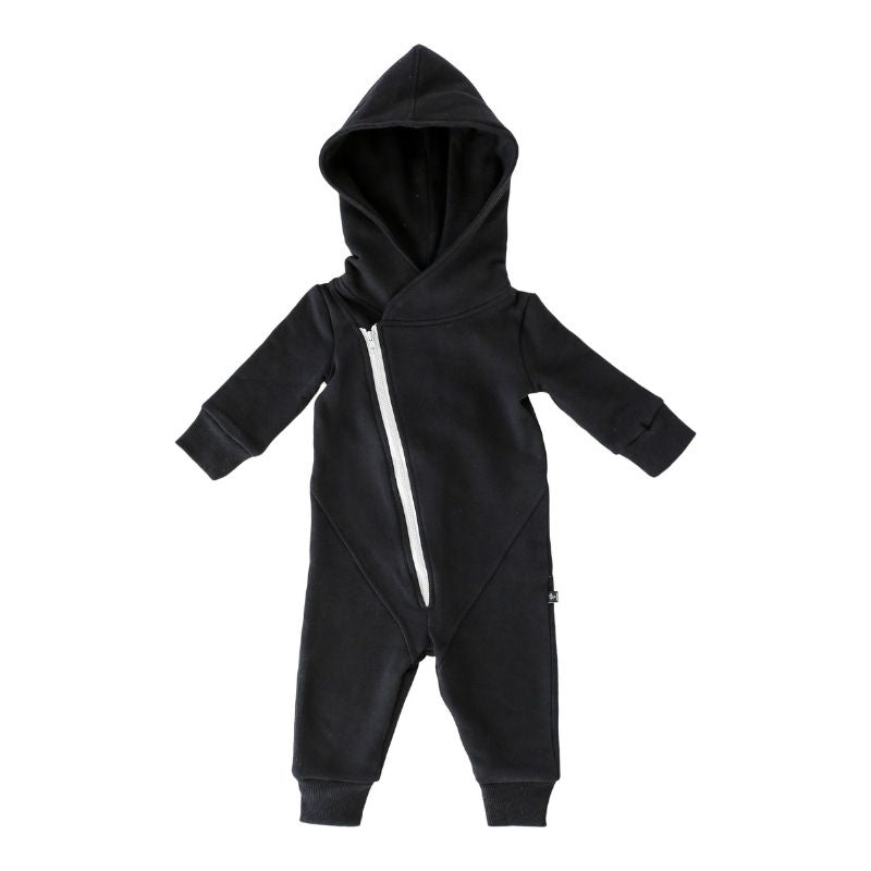 Asymmetrical Zip Romper Jet Black