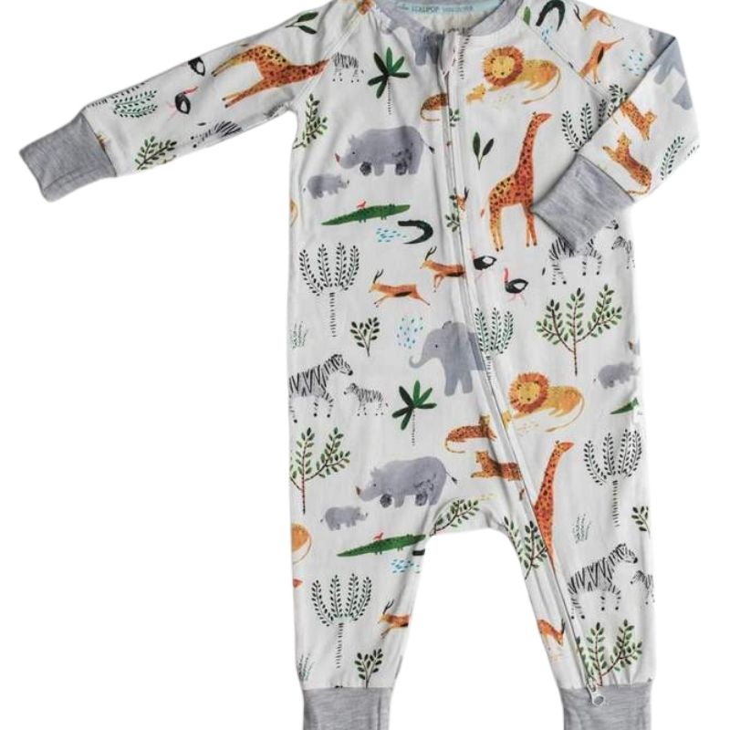 Long Sleeve Sleepers in Tencel Safari