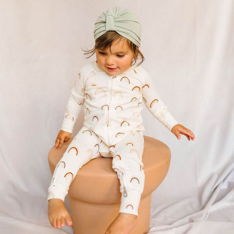 Long Sleeve Sleepers in Tencel Canyon Rainbow