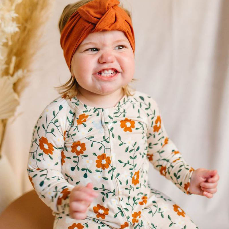 Long Sleeve Sleepers in Tencel Flower Vine