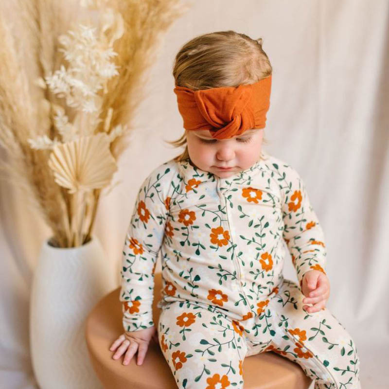Long Sleeve Sleepers in Tencel Flower Vine