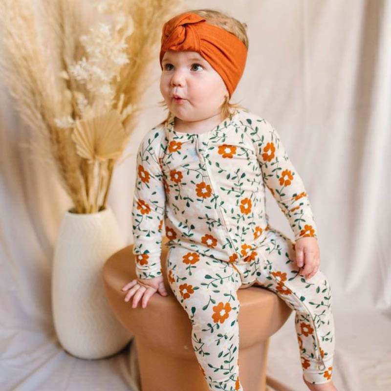 Long Sleeve Sleepers in Tencel Flower Vine