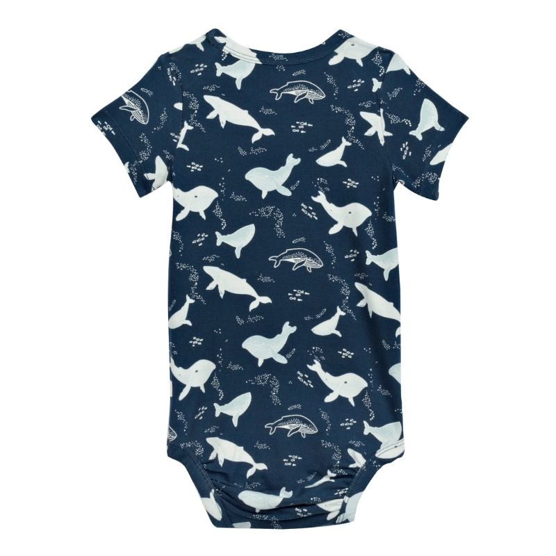 Short Sleeve Bodysuit Blue Whales