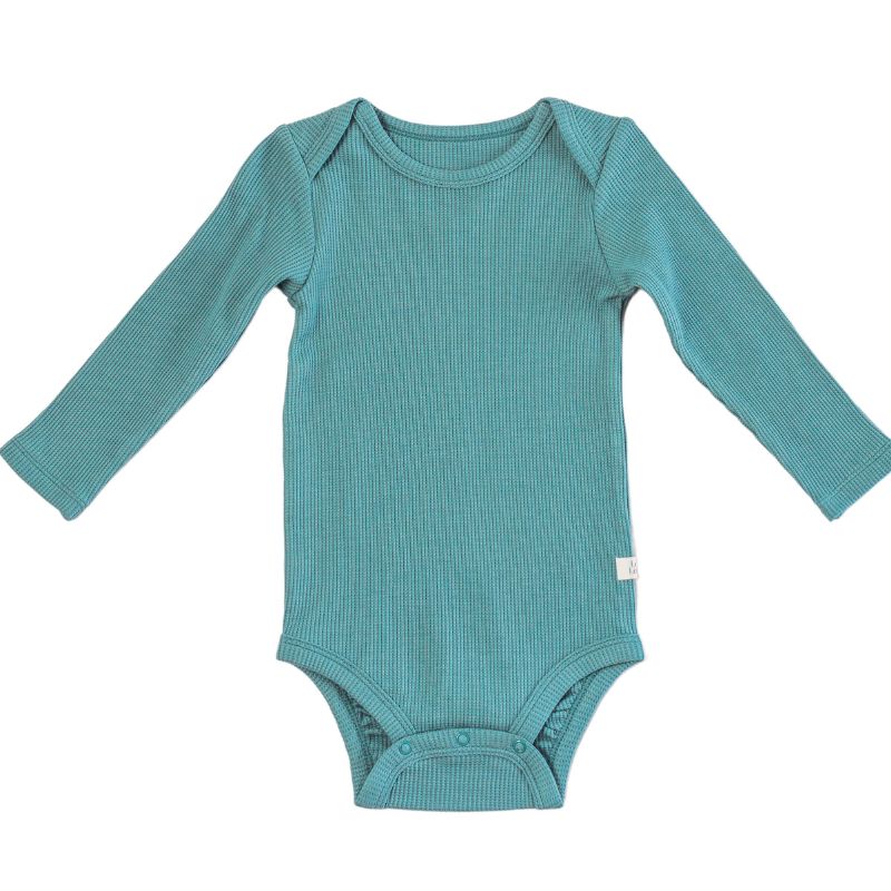 Waffle Long Sleeve Bodysuits Smoke Blue