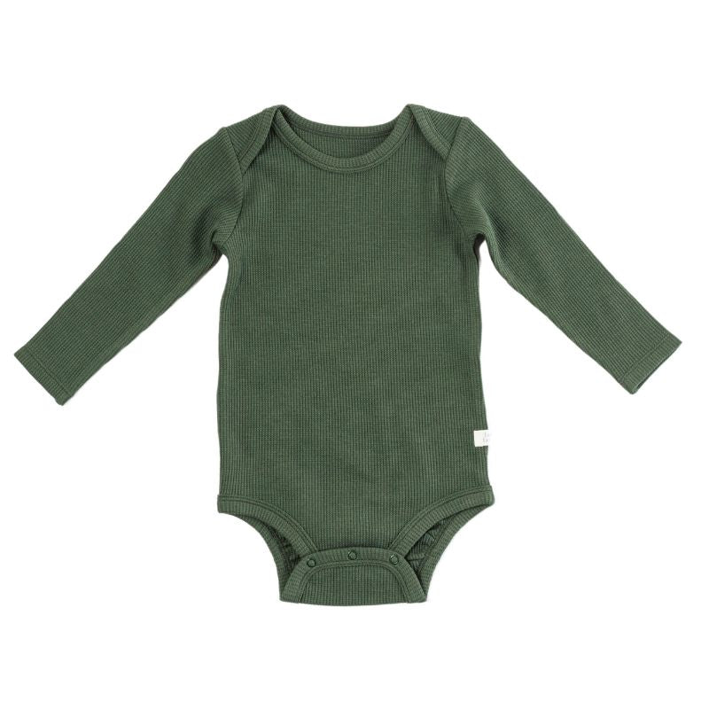Waffle Long Sleeve Bodysuits Spruce Green