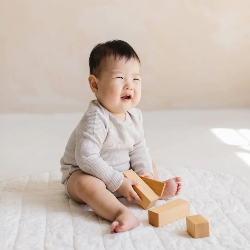 Waffle Long Sleeve Bodysuits Silver Birch