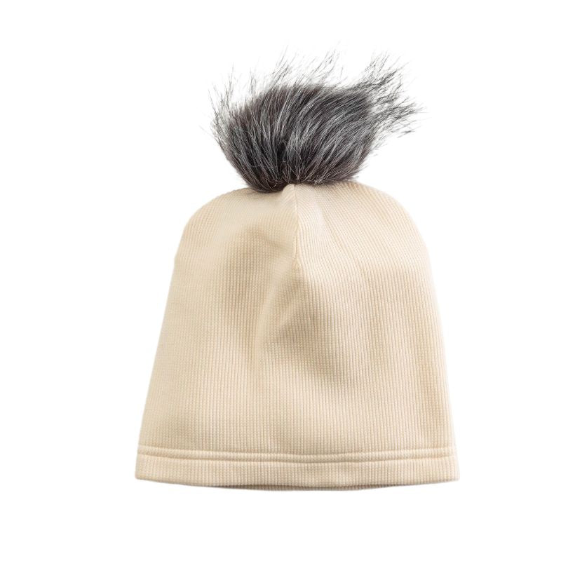 Pom Pom Beanie  Coconut Milk