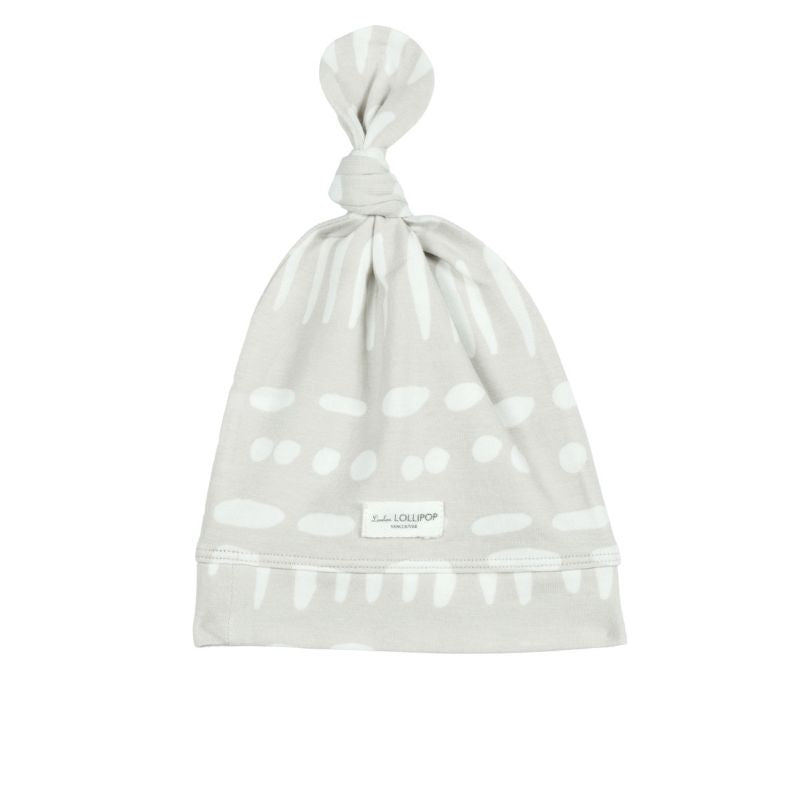 Top Knot Beanie Grey Mudcloth