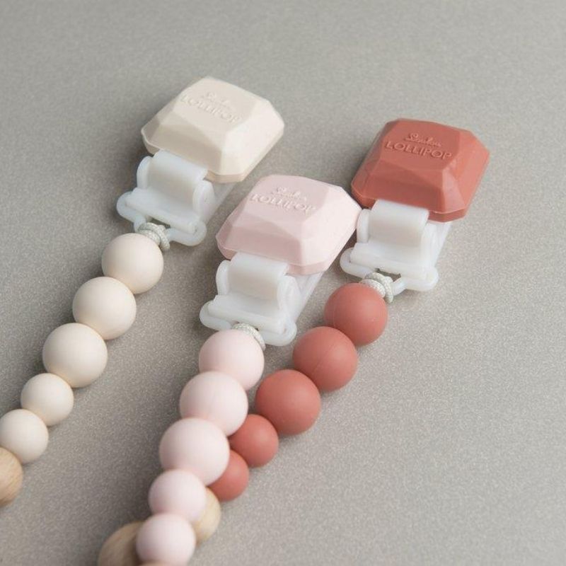 Colour Pop Silicone & Wood Pacifier Clips