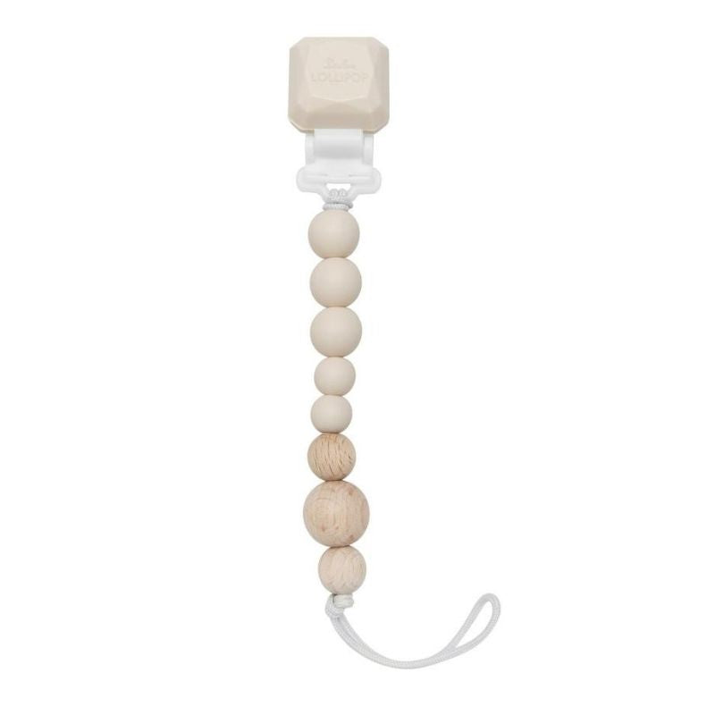 Colour Pop Silicone & Wood Pacifier Clips Coconut Cream