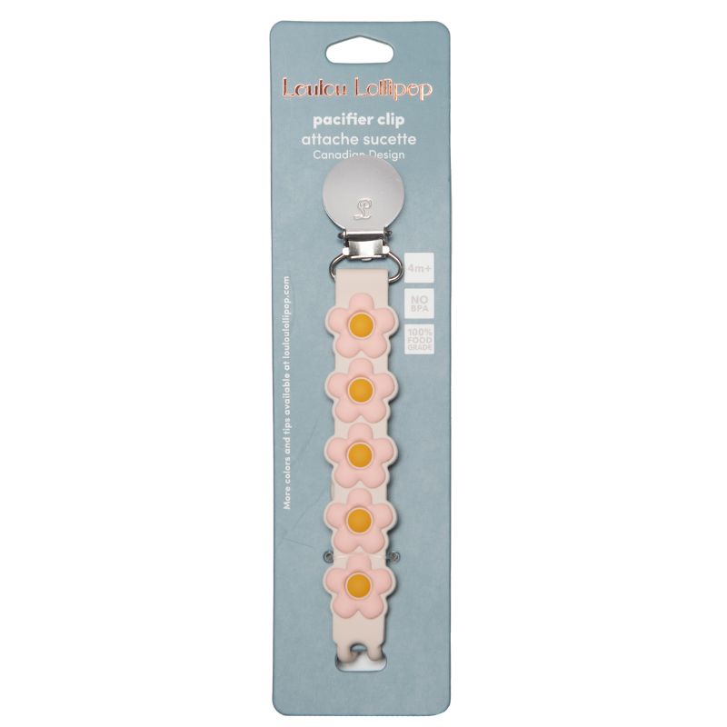 Silicone Pacifier Clip Daisy Pink