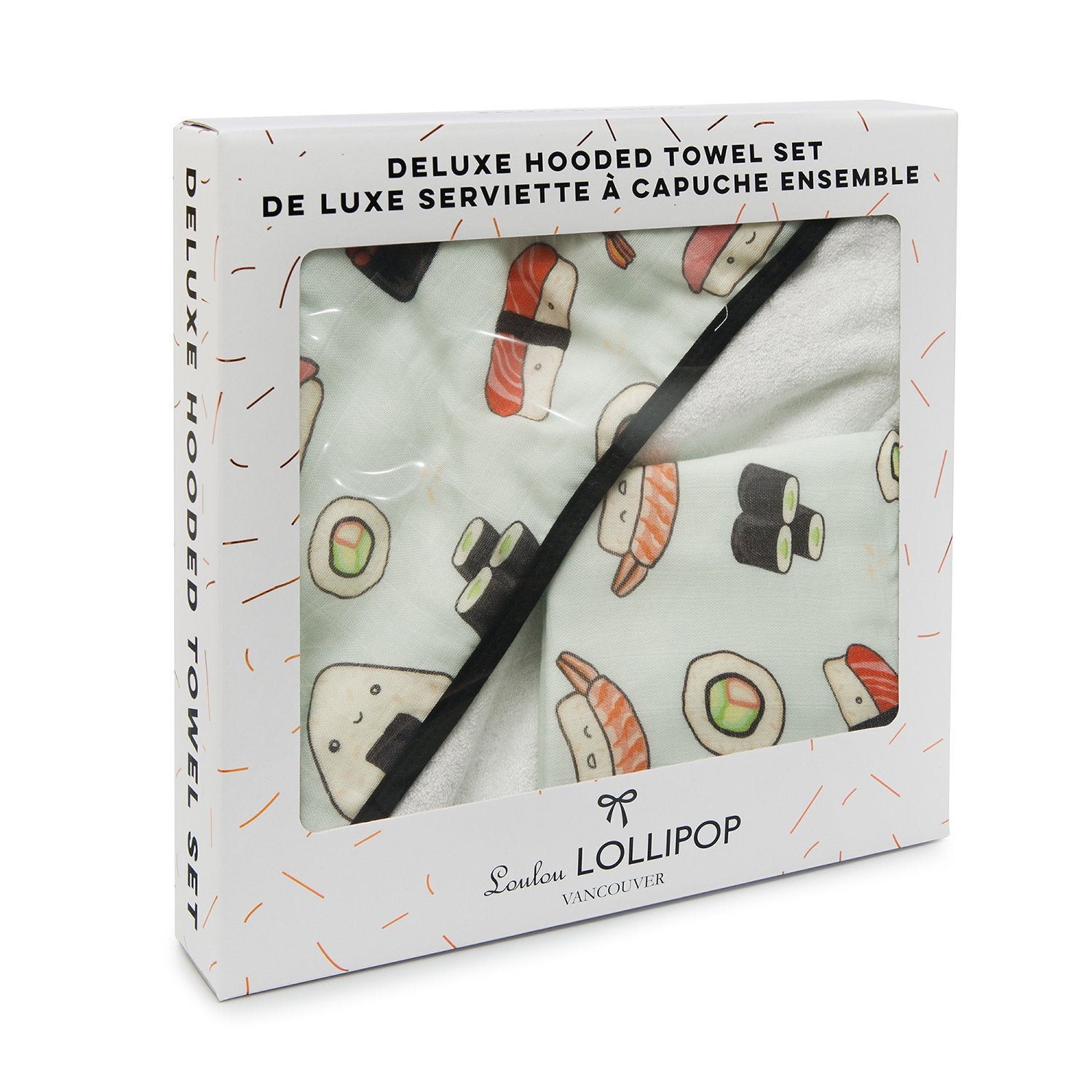 Hooded Towel + Wash Cloth Sets Sushi