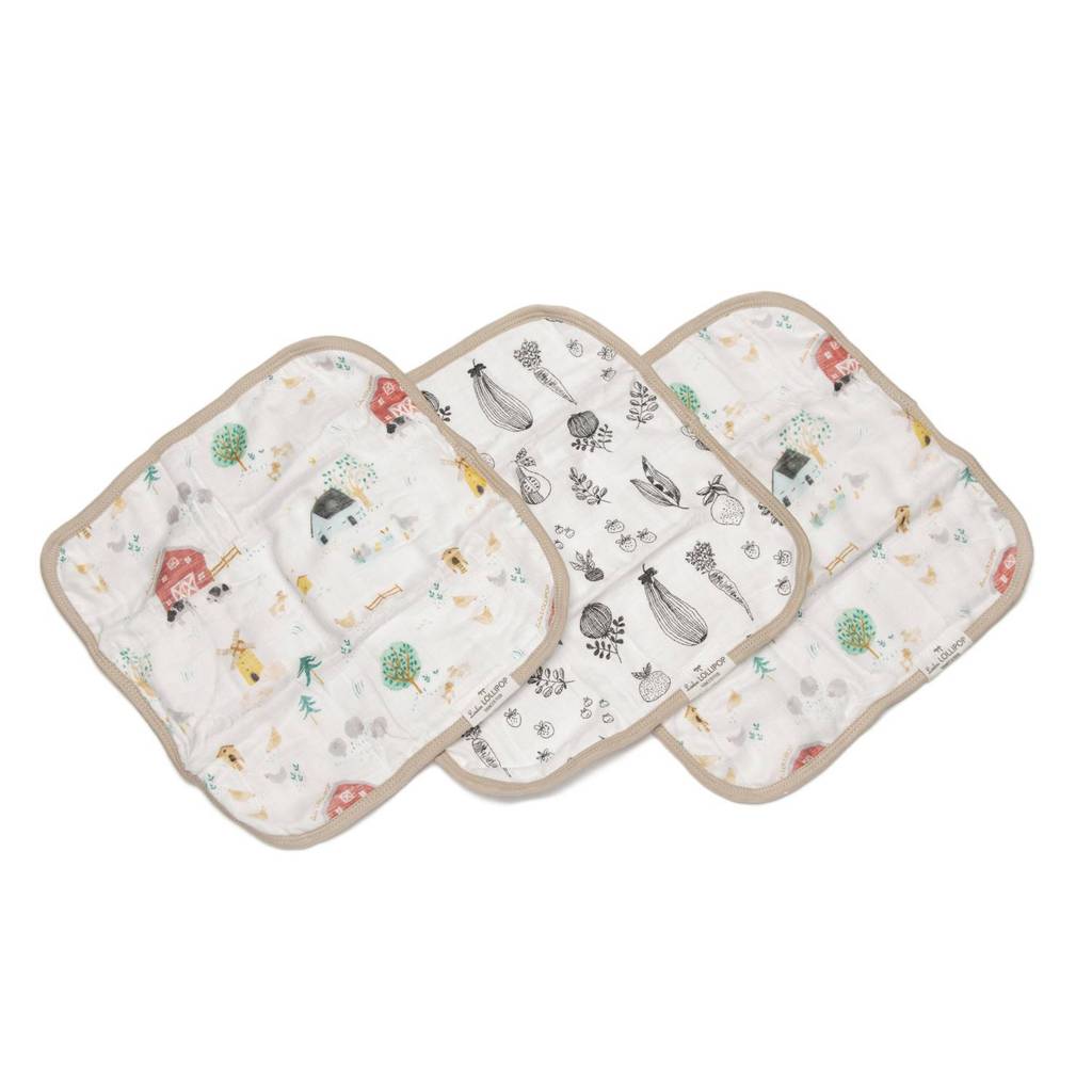 Muslin Washcloth Set - 3 Pack Animal Farm