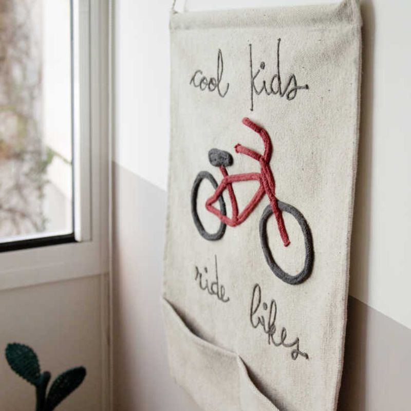 Cool Kids Ride Bikes Wall Pocket Hanger