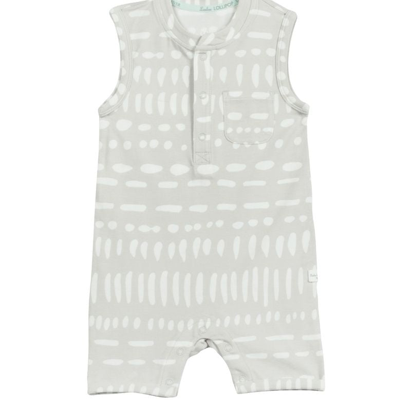 Short Romper Grey Mudcloth