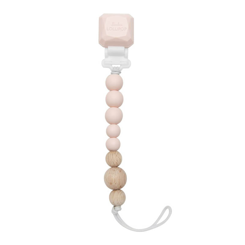 Colour Pop Silicone & Wood Pacifier Clips Pink Quartz