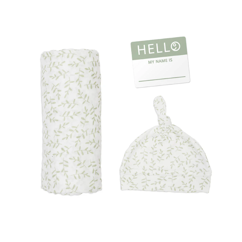 Hello World Swaddle & Knotted Hat Set