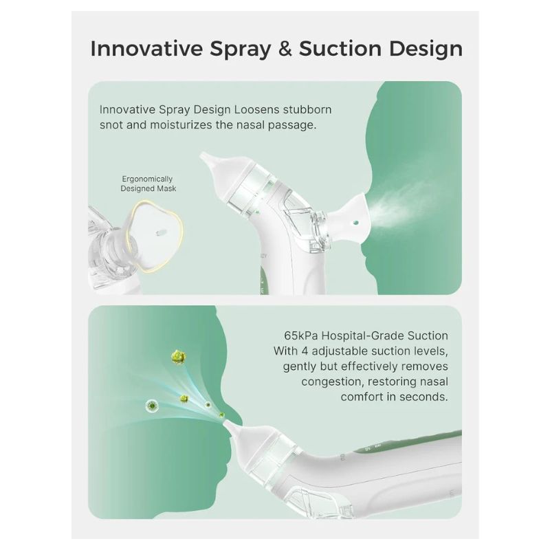 BreezyClear 2-in-1 Spray & Suction Electric Nasal Aspirator