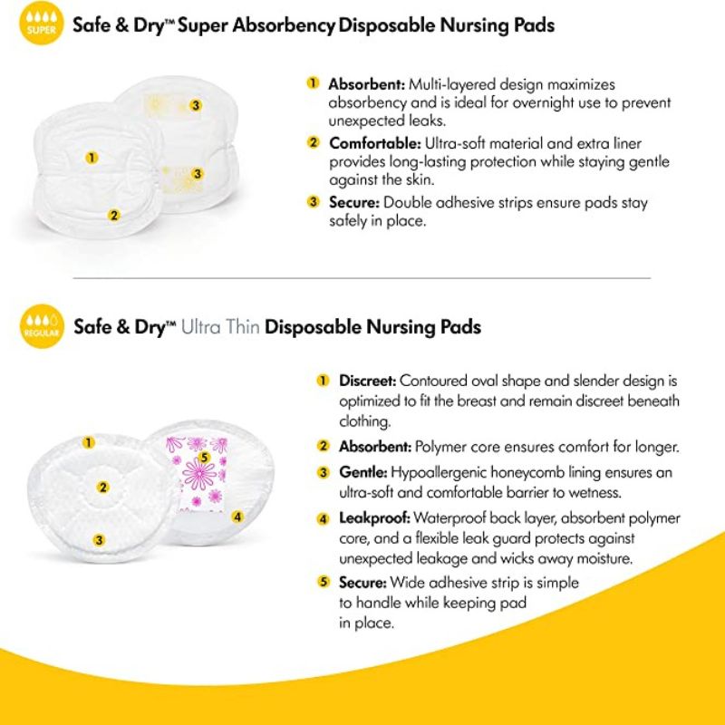 Safe & Dry Super Absorbency Disposable Nursing Pads - 60 Count