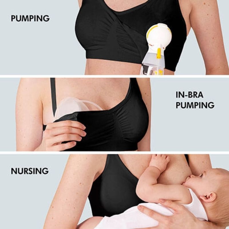 3-In-1 Nursing and Pumping Bra Black