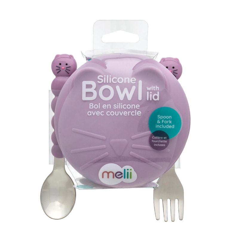Silicone Animal Bowl with Lid and Utensils
