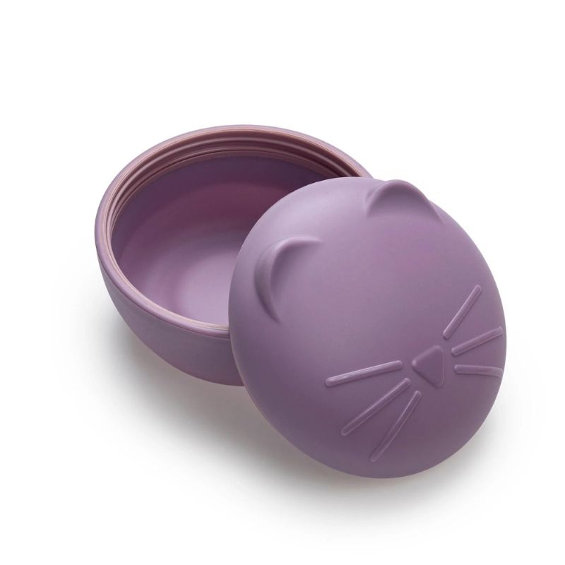 Silicone Animal Bowl with Lid and Utensils Cat