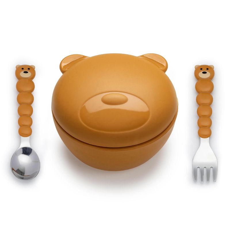 Silicone Animal Bowl with Lid and Utensils