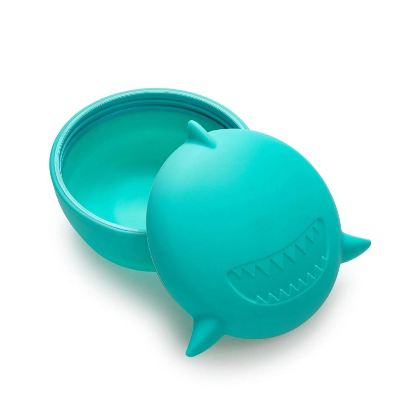 Silicone Animal Bowl with Lid and Utensils Shark