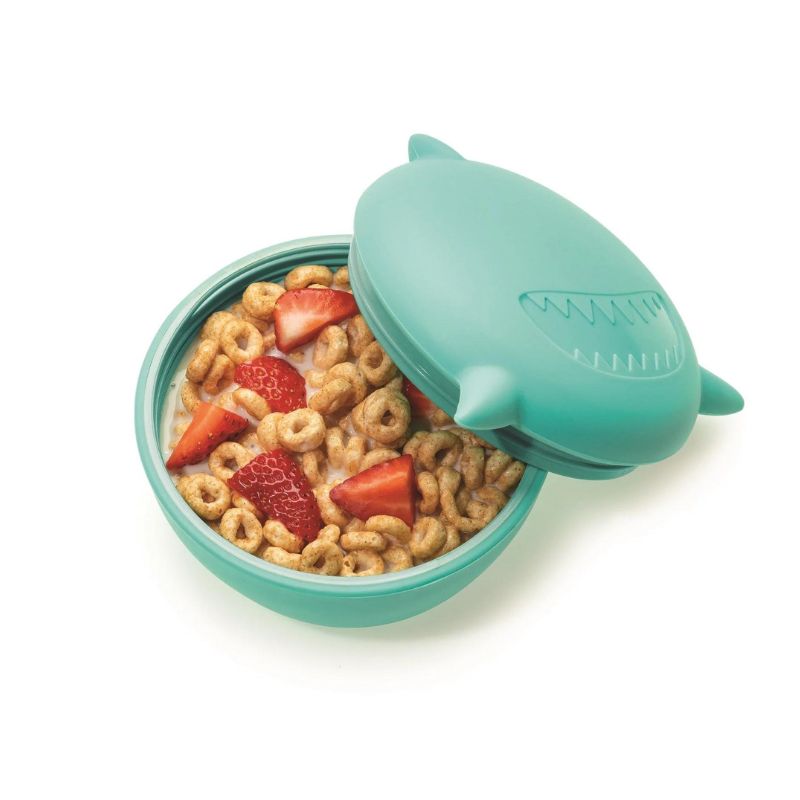 Silicone Animal Bowl with Lid and Utensils Shark