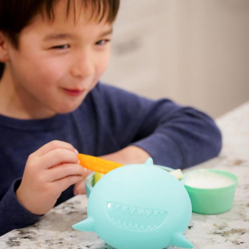 Silicone Animal Bowl with Lid and Utensils Shark