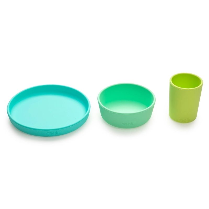 3 Piece Silicone Meal Set Lime/Mint/Blue
