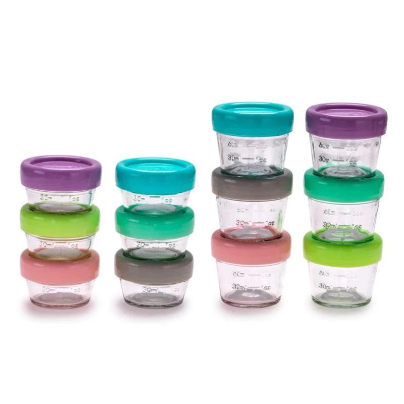 Glass Food Containers 12 Pack Set - 2oz and 4oz