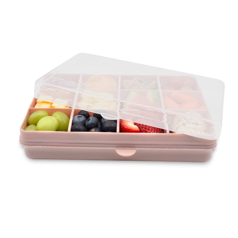 Veggie Tray with Lid, Divided Serving Tray with 6 Compartments, Round  Snackle Box Container, Snack Tray with Lid+2 Fruit Clips, Food Storage  Organizer