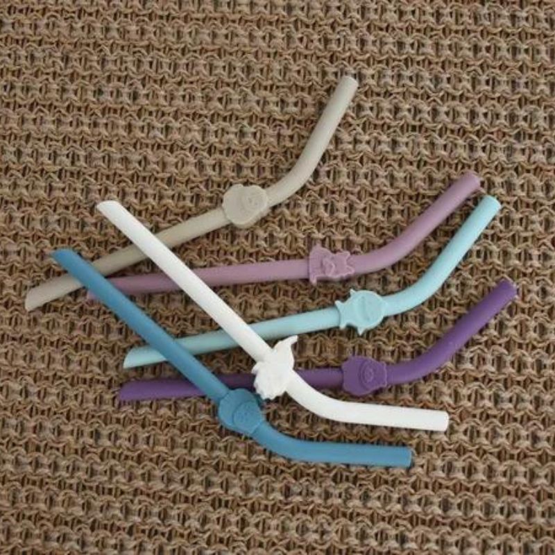 Silicone Animal Straws with Cleaning Brush