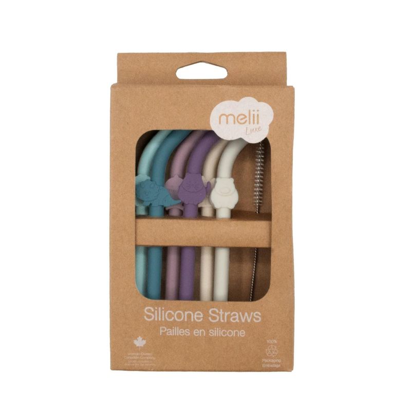Pailles en silicone pour animaux avec brosse de nettoyage