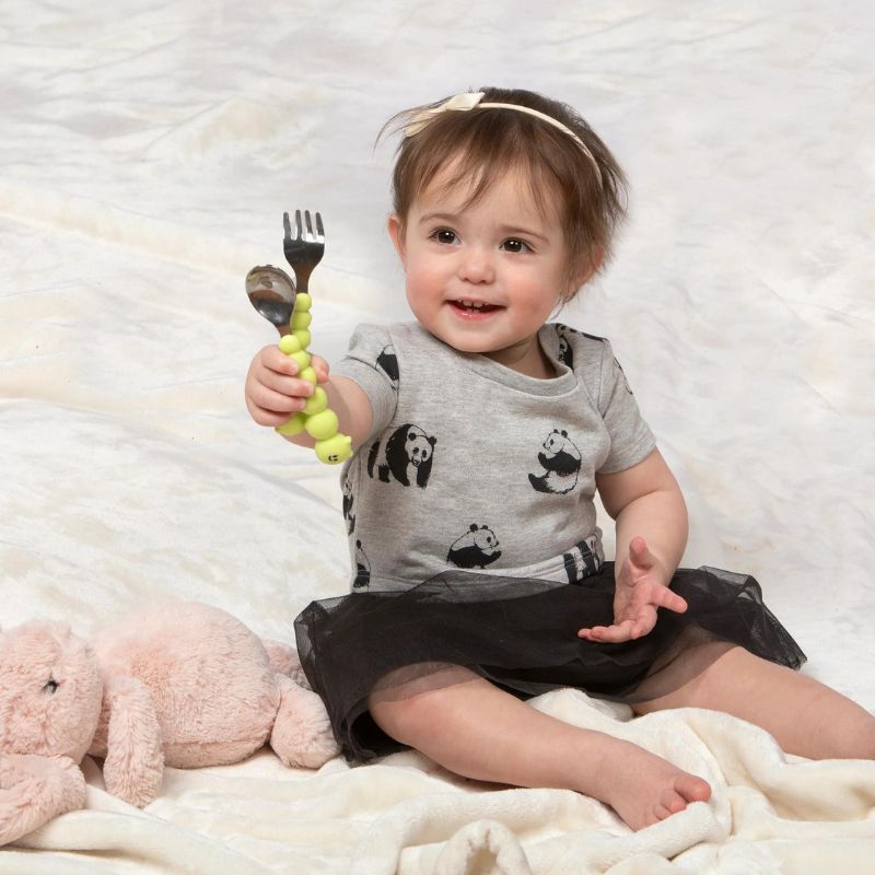 Silicone Caterpillar Spoon and Fork Set