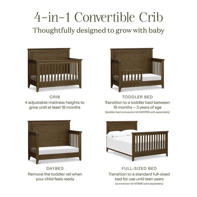 Barrow Rustic 4-in-1 Convertible Flat Top Crib