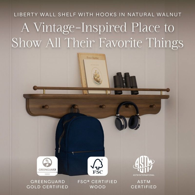 Liberty 31" Wall Shelf with Hooks