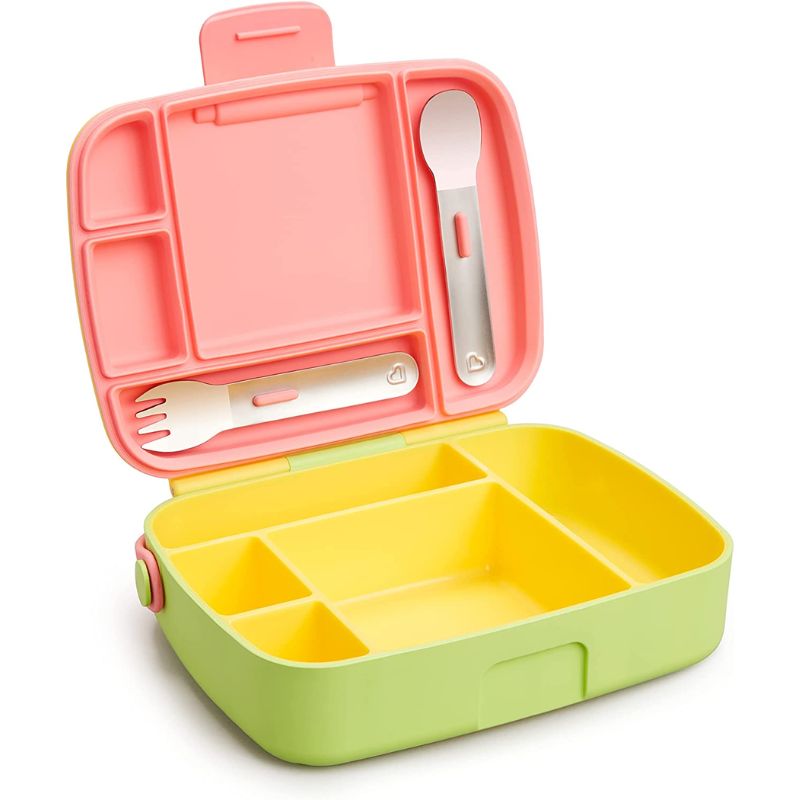 Lunch Bento Box with Stainless Steel Utensils Yellow