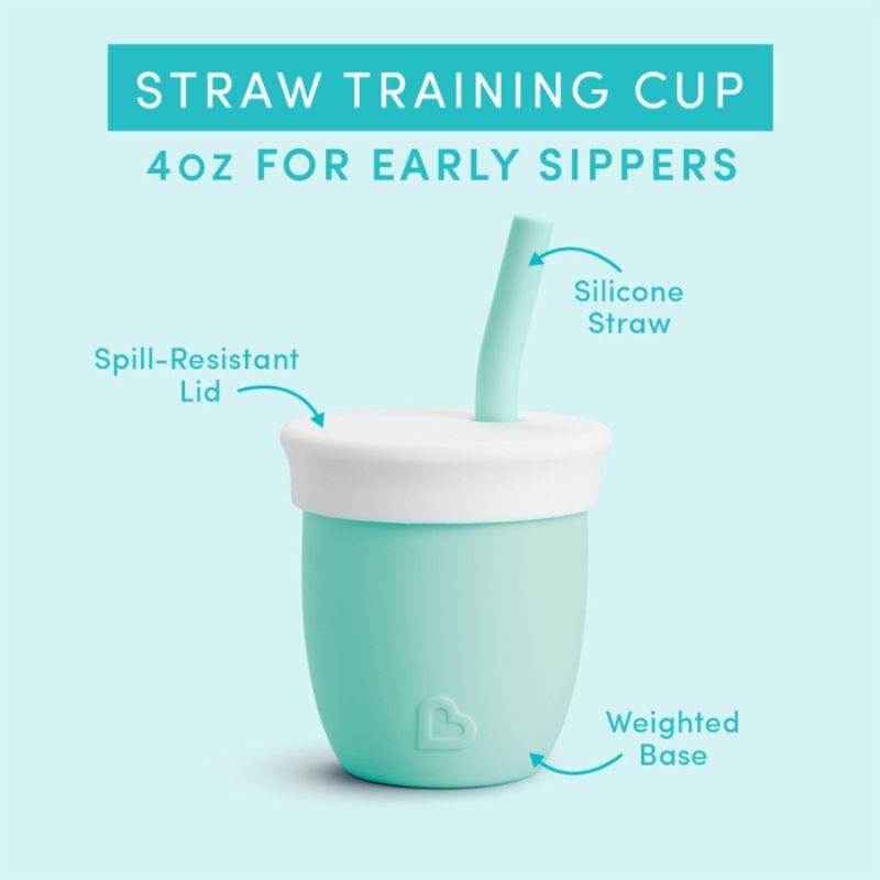 C'est Silicone 4 oz Training Cup with Staw  - Mint