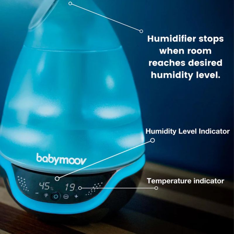 Babymoov Baby Hygro + Ultrasonic Cool Mist Air Humidifier w/ 7 Color Night Light