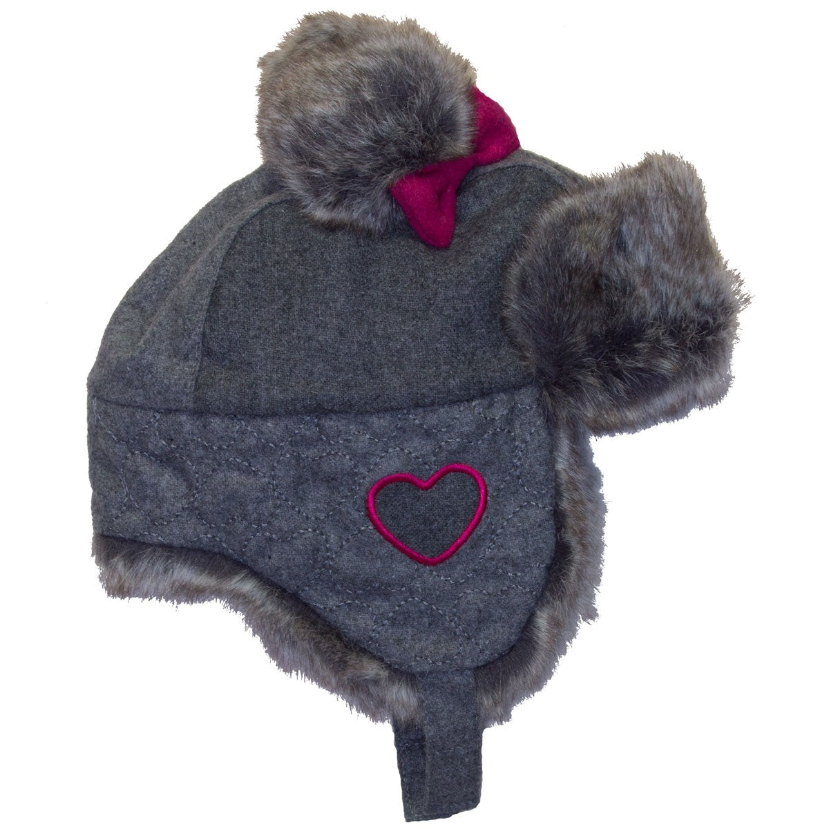 Pom Trapper Hat - Grey