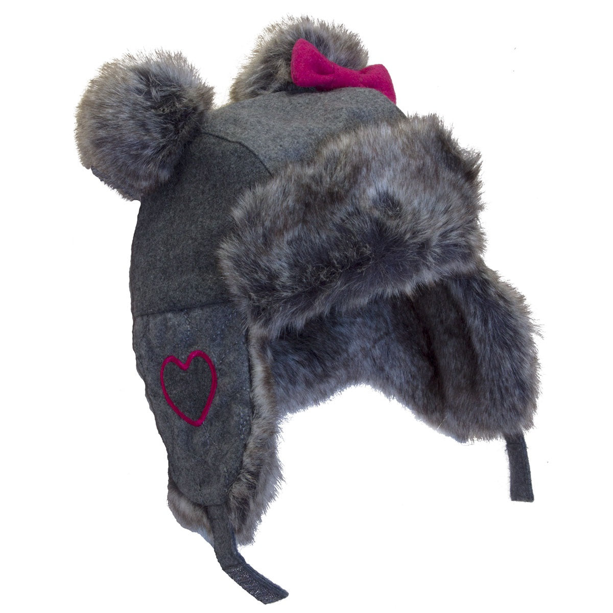 Pom Trapper Hat - Grey