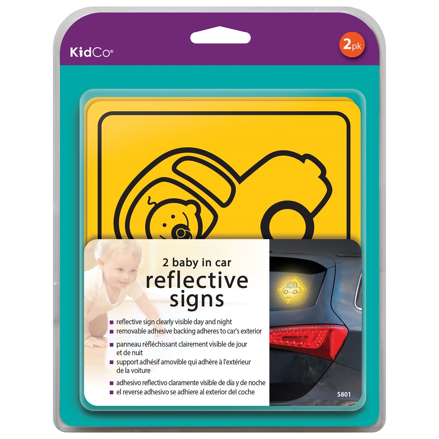 Reflective Baby In Car Sign - 2 Pack uniq