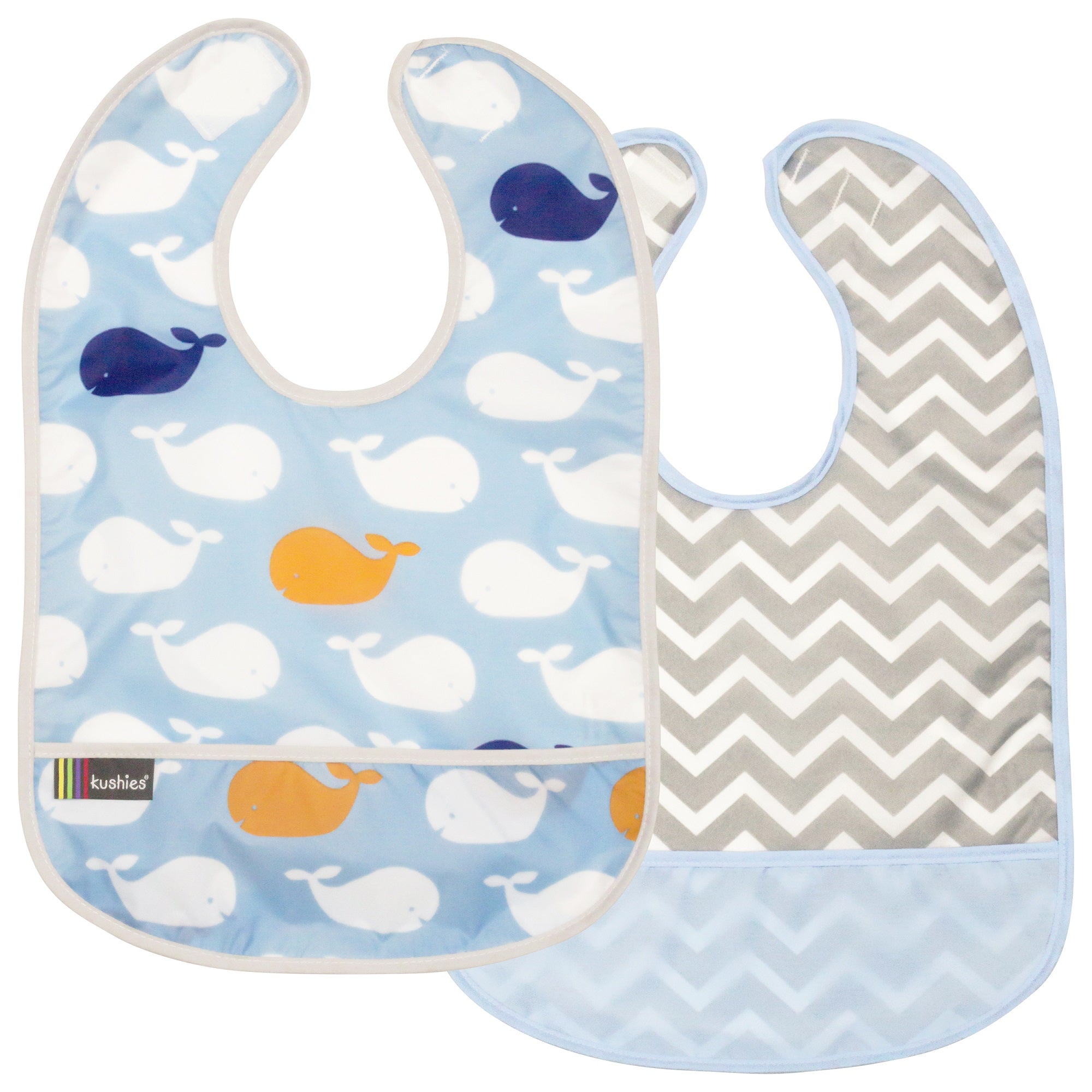 Waterproof Clean Bibs - 2 Pack blue