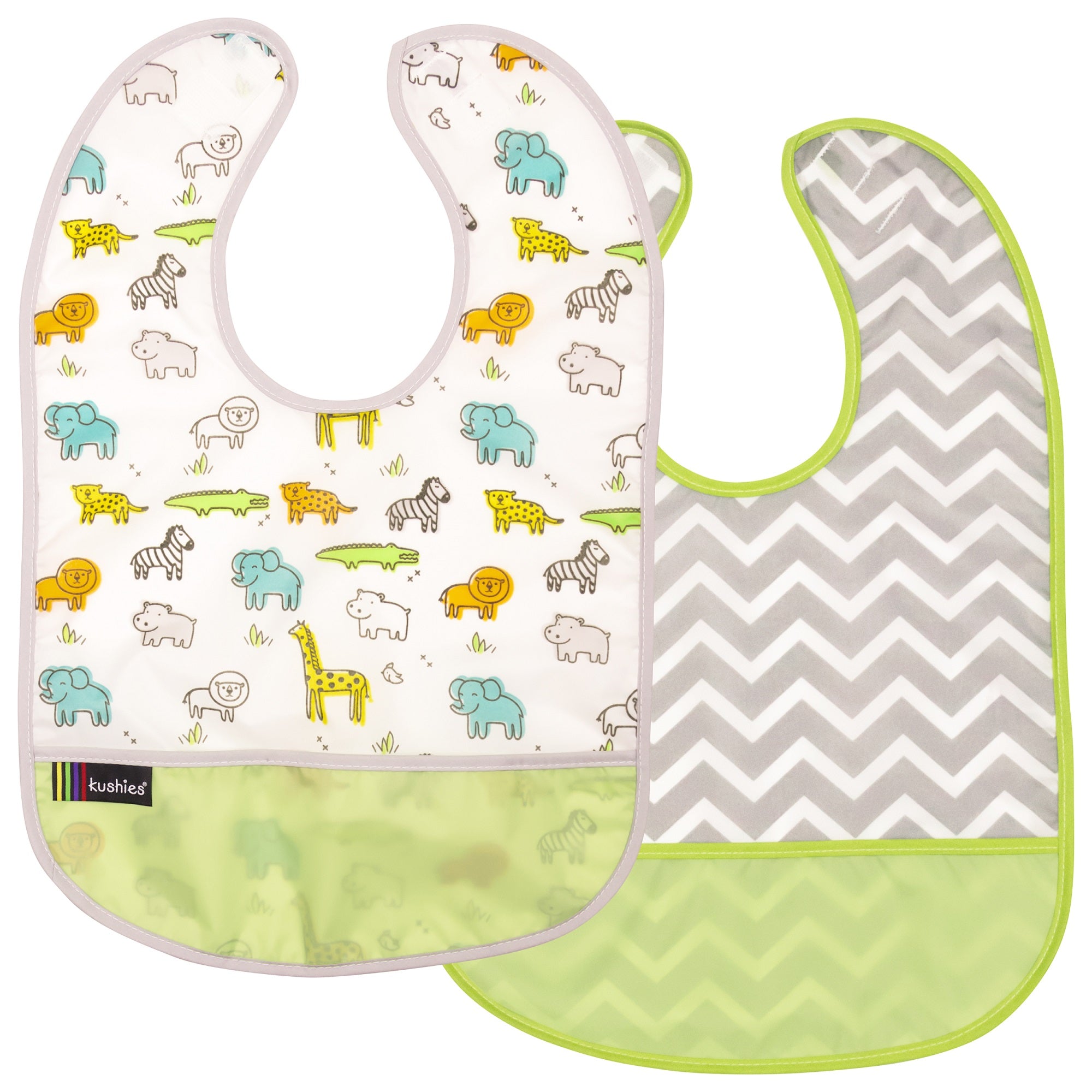 Waterproof Clean Bibs - 2 Pack green